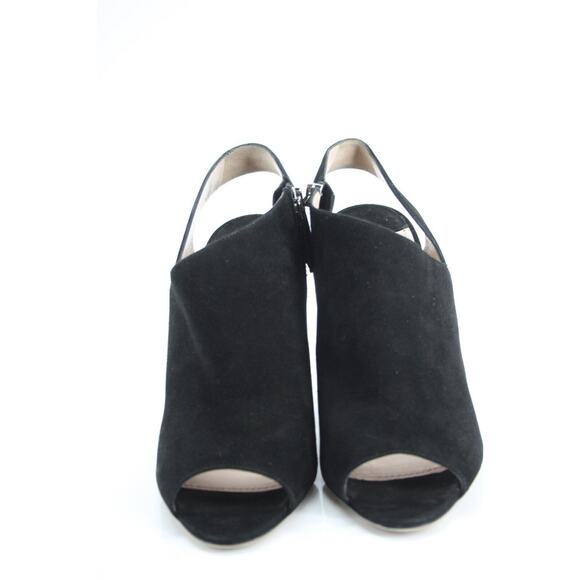 Miu Miu Black Suede Peep Toe Slingback Heel Pumps - Picture 7 of 12